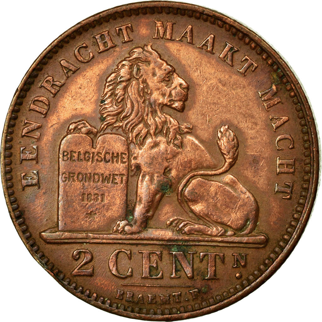 Coin, Belgium, 2 Centimes, 1905, AU(55-58), Copper, KM:36