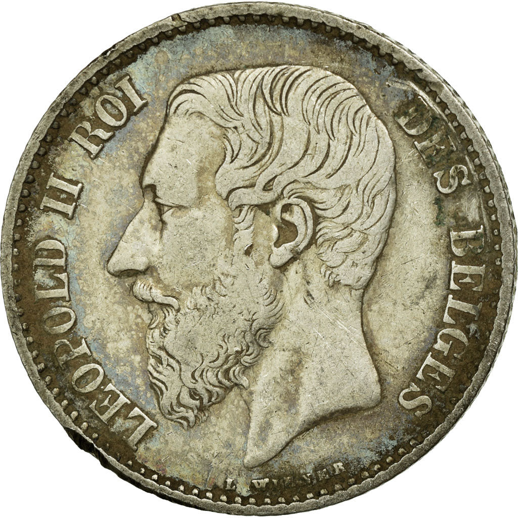 Moneda, Bélgica, Leopold II, Franc, 1866, BC+, Plata, KM:28.1