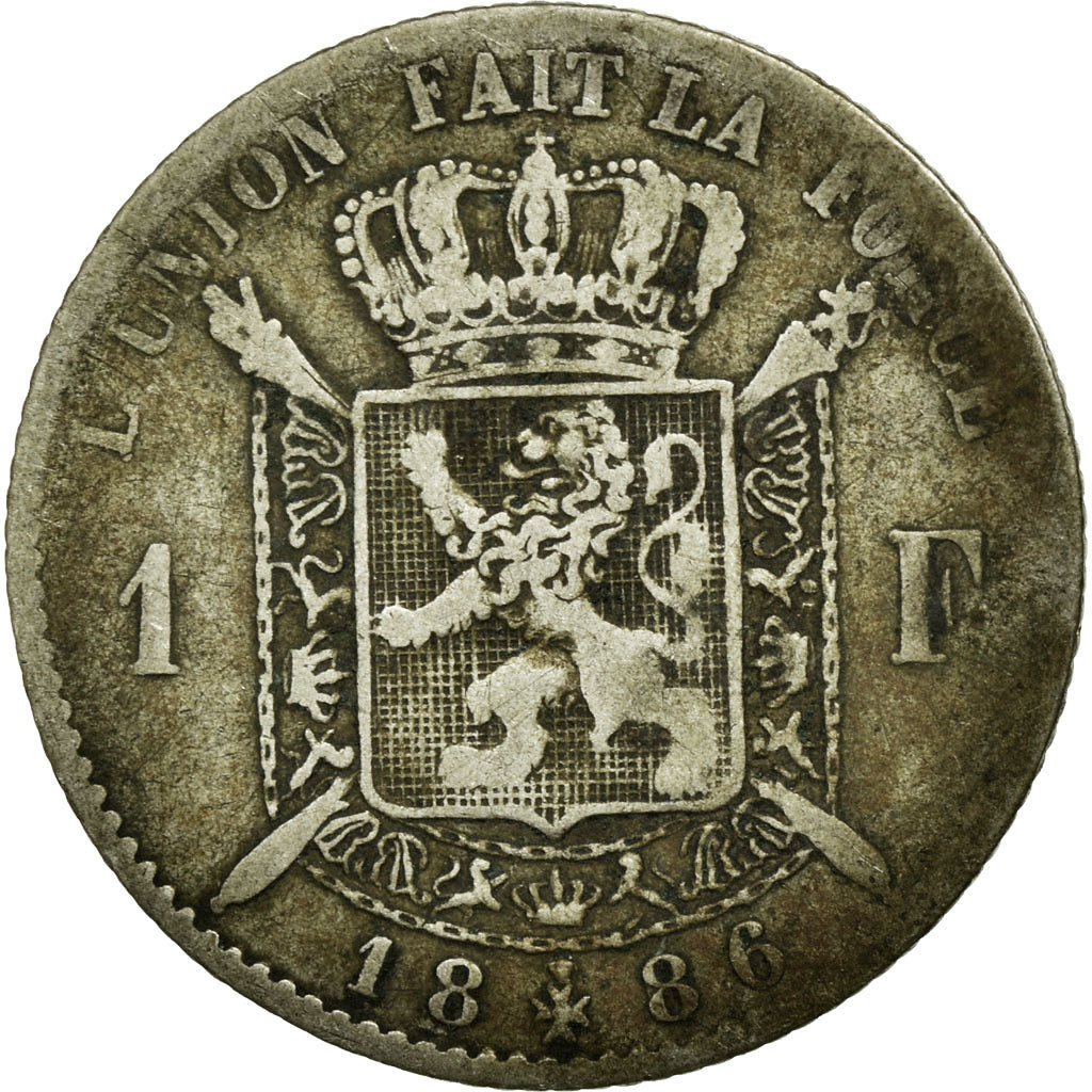 Coin, Belgium, Leopold II, Franc, 1886, F(12-15), Silver, KM:28.1