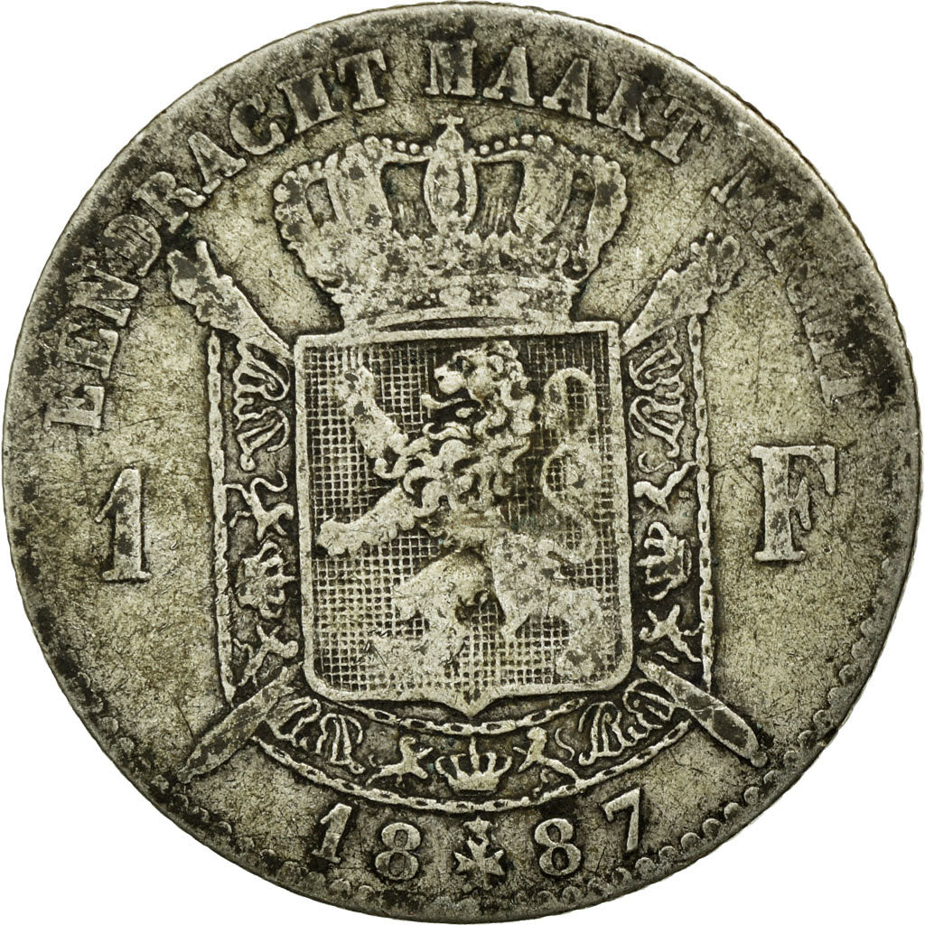 Coin, Belgium, Leopold II, Franc, 1887, EF(40-45), Silver, KM:29.1