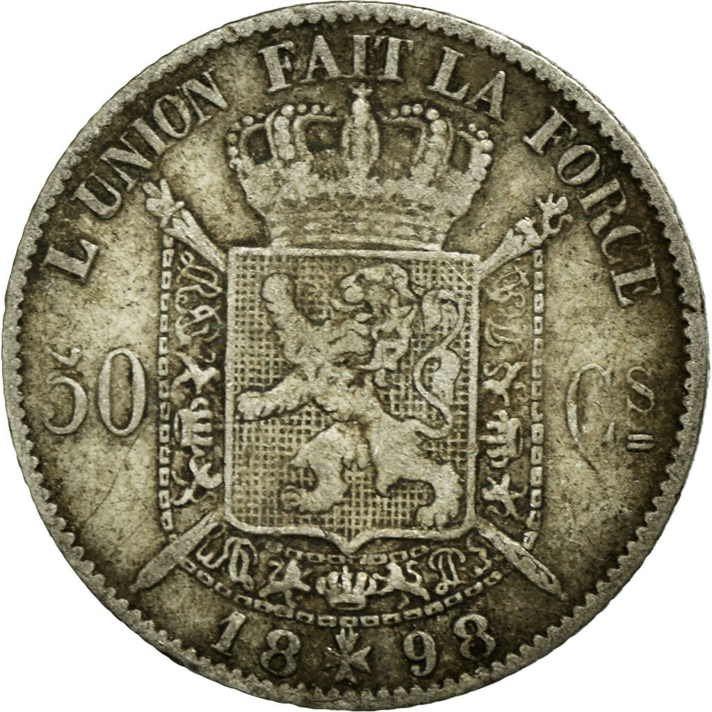 Coin, Belgium, Leopold II, 50 Centimes, 1898, VF(20-25), Silver, KM:26