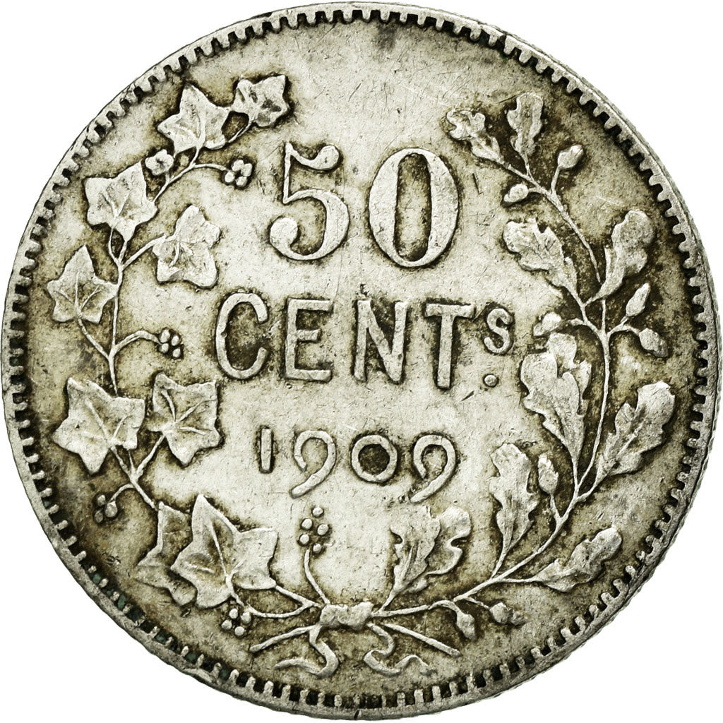 Coin, Belgium, 50 Centimes, 1909, EF(40-45), Silver, KM:60.1