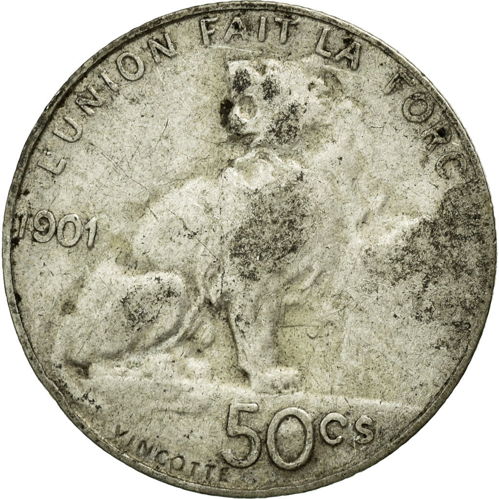 Coin, Belgium, 50 Centimes, 1901, F(12-15), Silver, KM:50