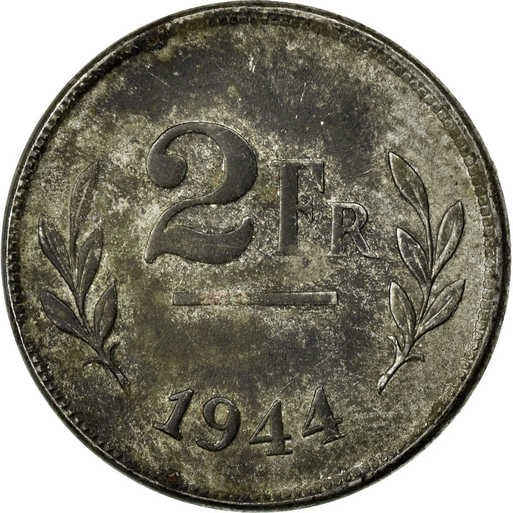Moeda, Bélgica, 2 Francs, 2 Frank, 1944, VF(30-35), Aço Revestido a Zinco