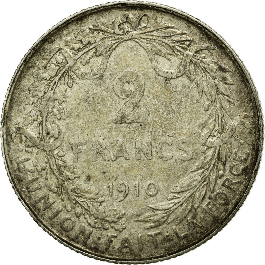 Coin, Belgium, 2 Francs, 2 Frank, 1910, VF(30-35), Silver, KM:74