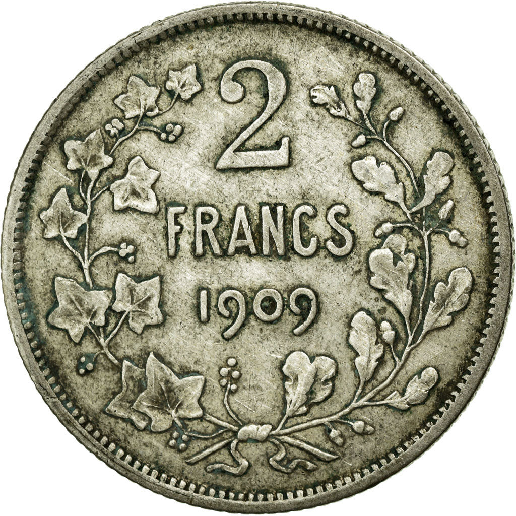 Coin, Belgium, 2 Francs, 2 Frank, 1909, VF(30-35), Silver, KM:58.1