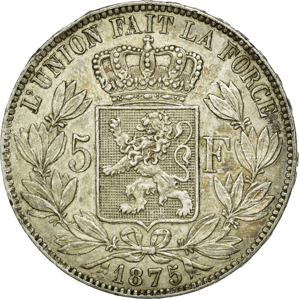 Coin, Belgium, Leopold II, 5 Francs, 5 Frank, 1875, EF(40-45), Silver, KM:24