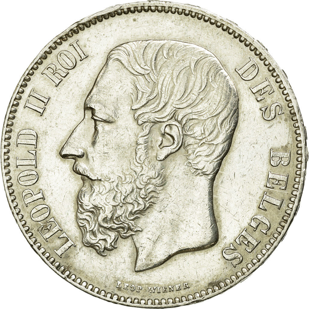 Coin, Belgium, Leopold II, 5 Francs, 5 Frank, 1875, AU(50-53), Silver, KM:24