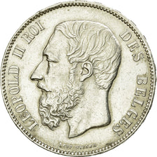 Coin, Belgium, Leopold II, 5 Francs, 5 Frank, 1875, AU(50-53), Silver, KM:24