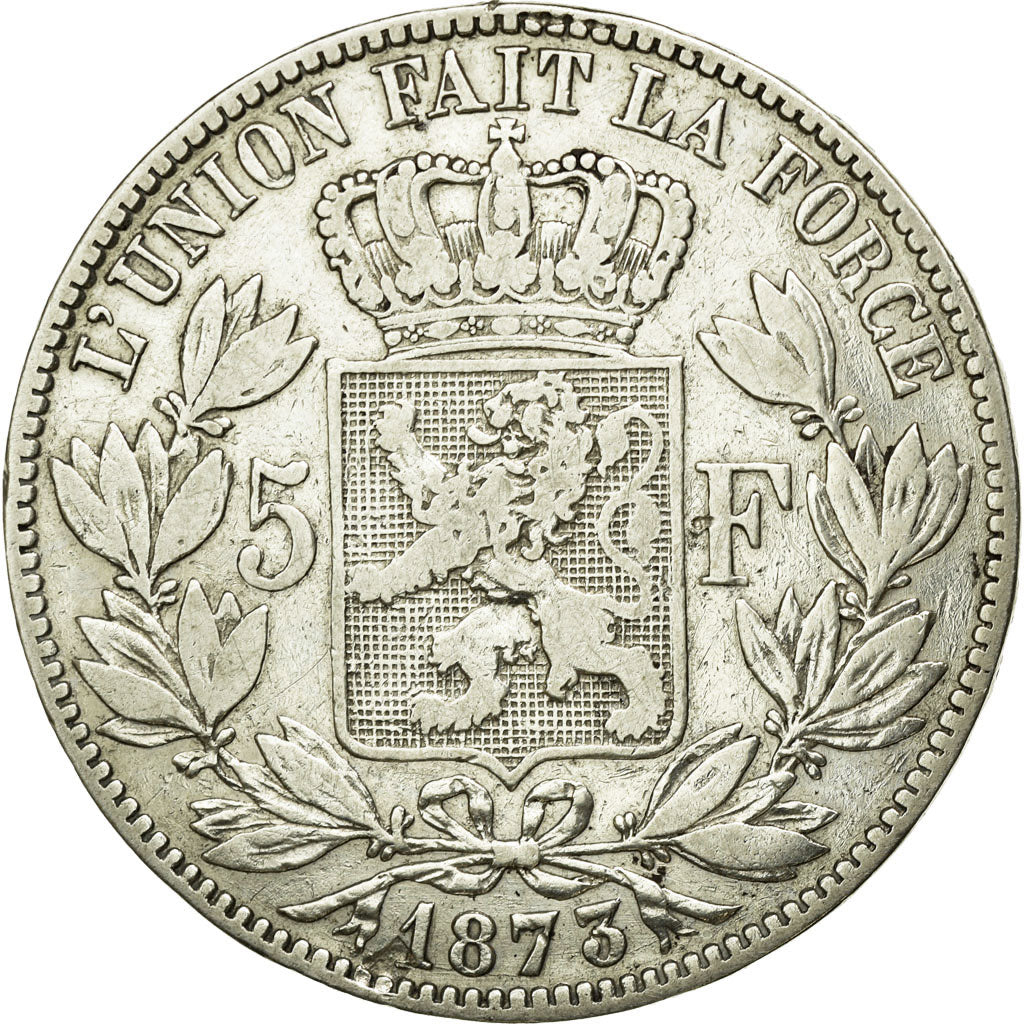 Coin, Belgium, Leopold II, 5 Francs, 5 Frank, 1873, EF(40-45), Silver, KM:24