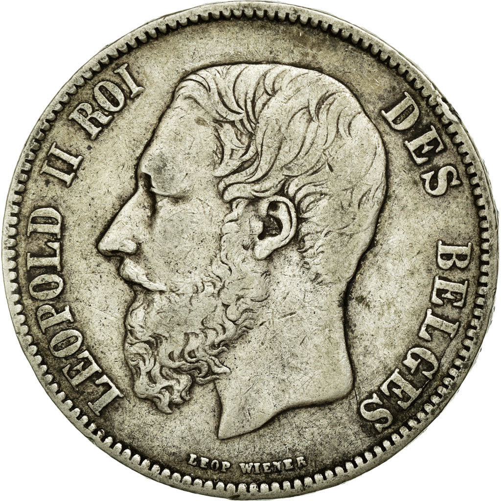 Coin, Belgium, Leopold II, 5 Francs, 5 Frank, 1871, VF(30-35), Silver, KM:24