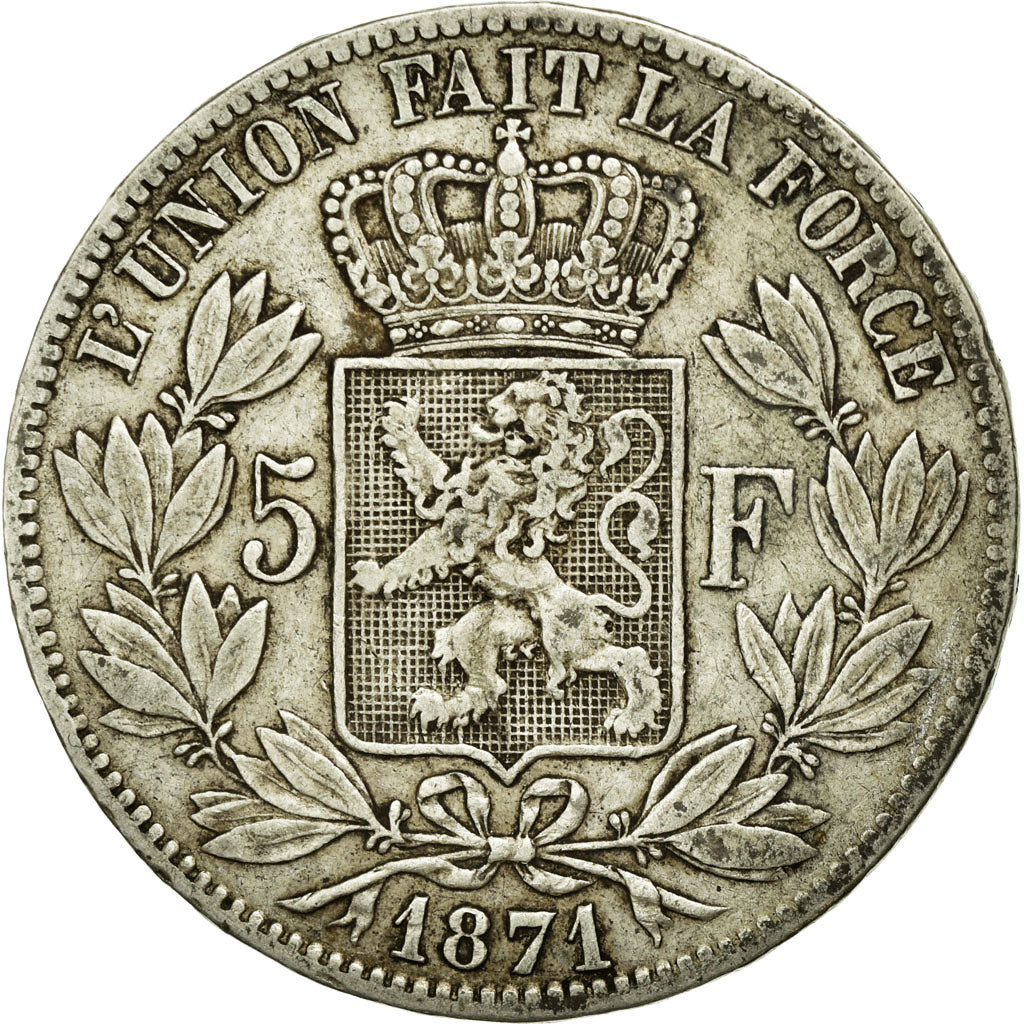 Coin, Belgium, Leopold II, 5 Francs, 5 Frank, 1871, VF(30-35), Silver, KM:24