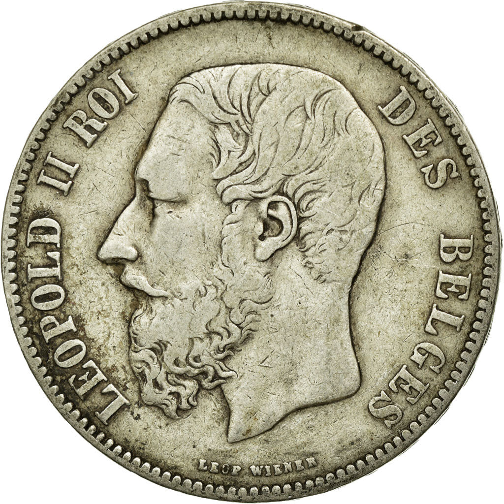 Coin, Belgium, Leopold II, 5 Francs, 5 Frank, 1875, VF(30-35), Silver, KM:24
