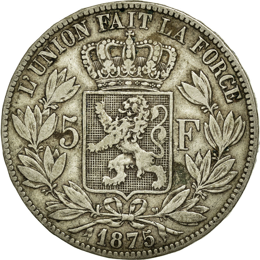 Coin, Belgium, Leopold II, 5 Francs, 5 Frank, 1875, VF(30-35), Silver, KM:24