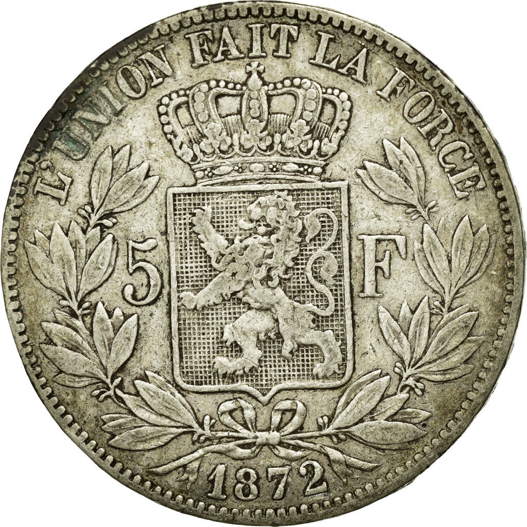 Coin, Belgium, Leopold II, 5 Francs, 5 Frank, 1872, VF(30-35), Silver, KM:24
