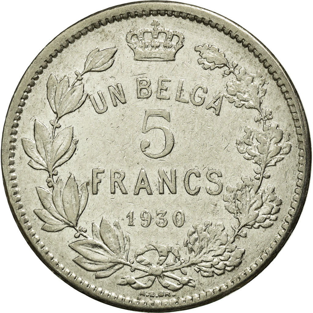 Coin, Belgium, 5 Francs, 5 Frank, 1930, EF(40-45), Nickel, KM:97.1
