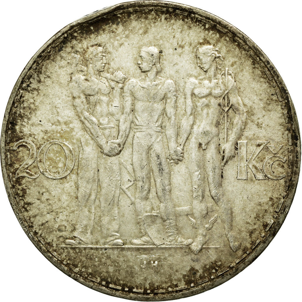 Coin, Czechoslovakia, 20 Korun, 1934, EF(40-45), Silver, KM:17