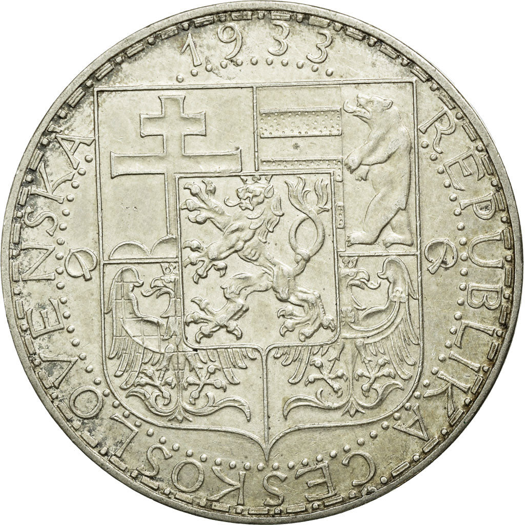 Coin, Czechoslovakia, 20 Korun, 1933, EF(40-45), Silver, KM:17