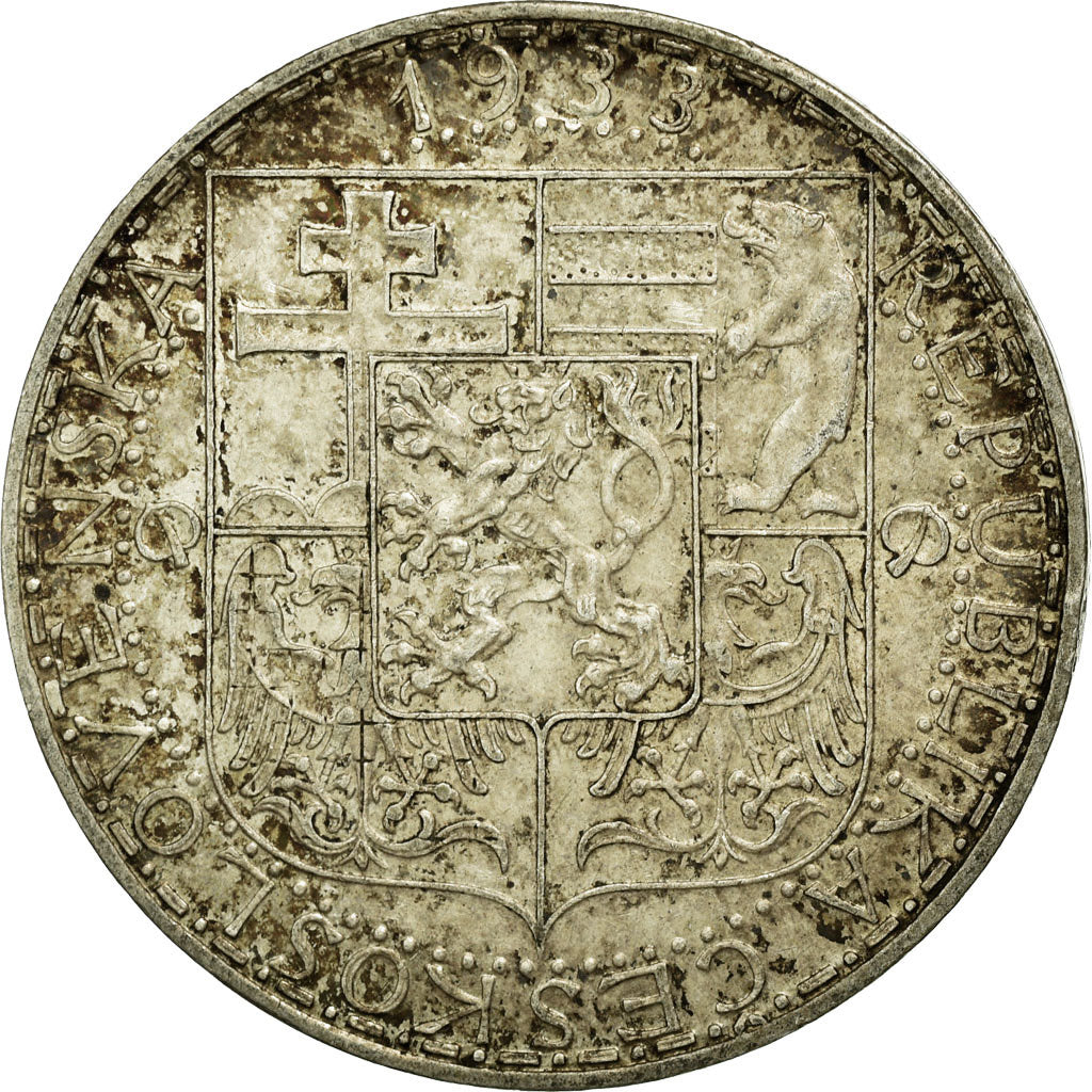 Coin, Czechoslovakia, 20 Korun, 1933, VF(30-35), Silver, KM:17