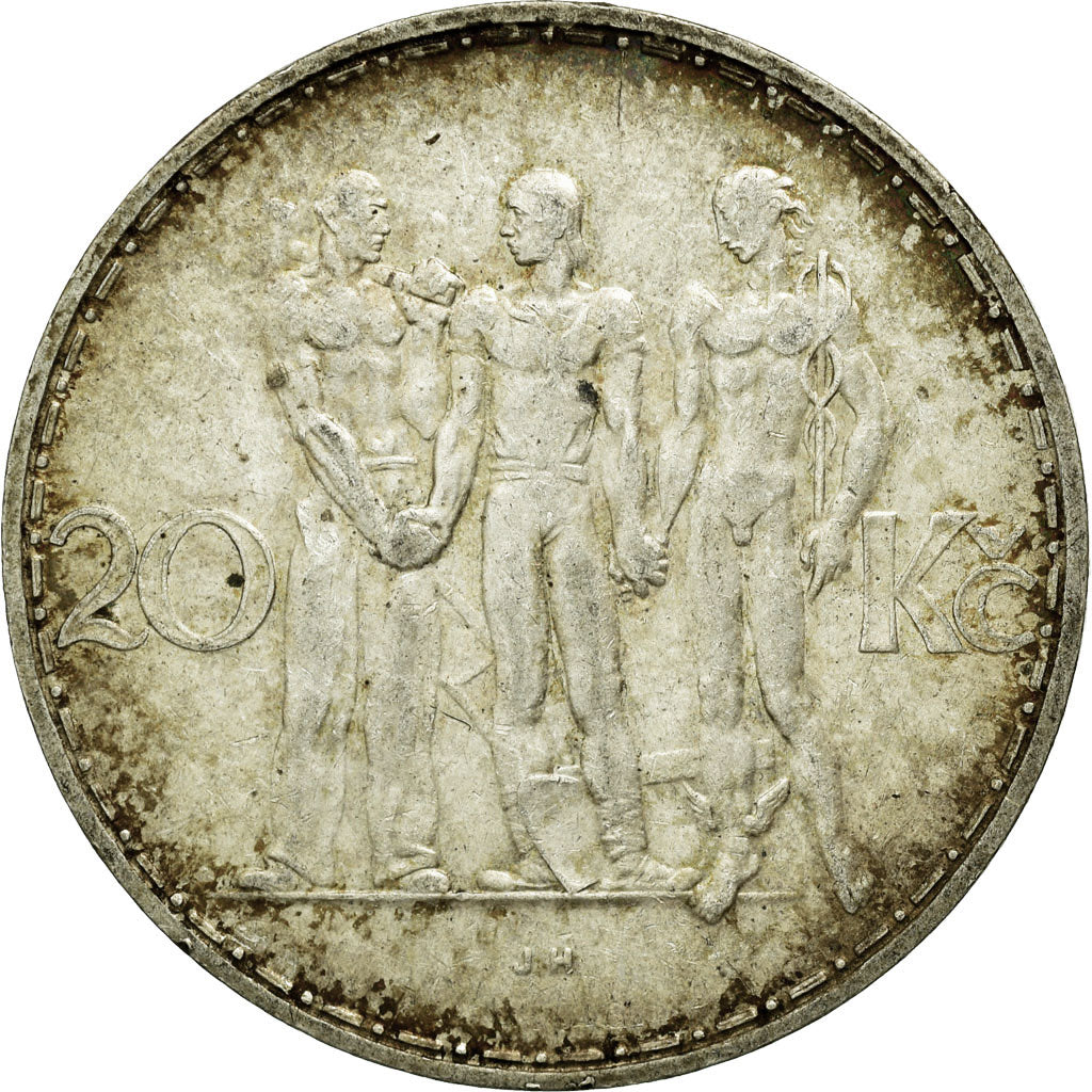 Coin, Czechoslovakia, 20 Korun, 1933, VF(30-35), Silver, KM:17