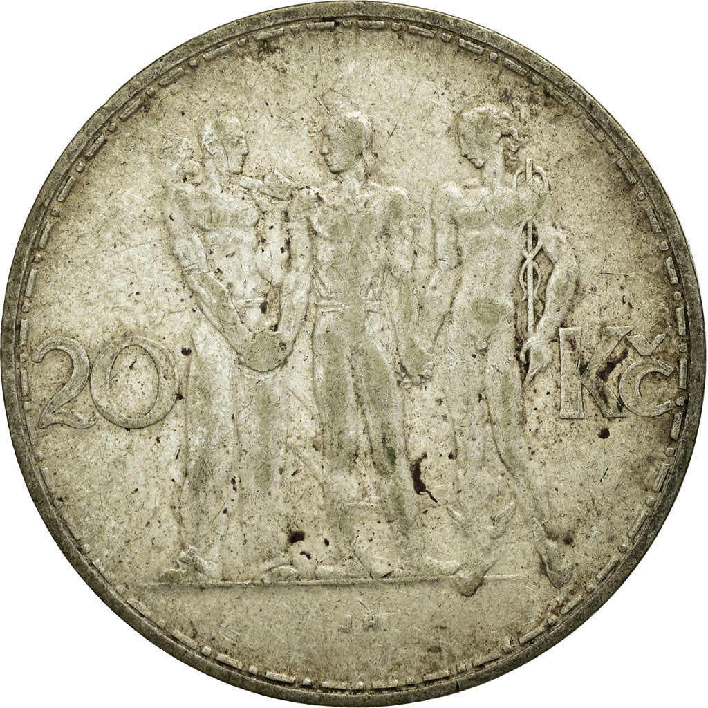 Coin, Czechoslovakia, 20 Korun, 1933, VF(20-25), Silver, KM:17