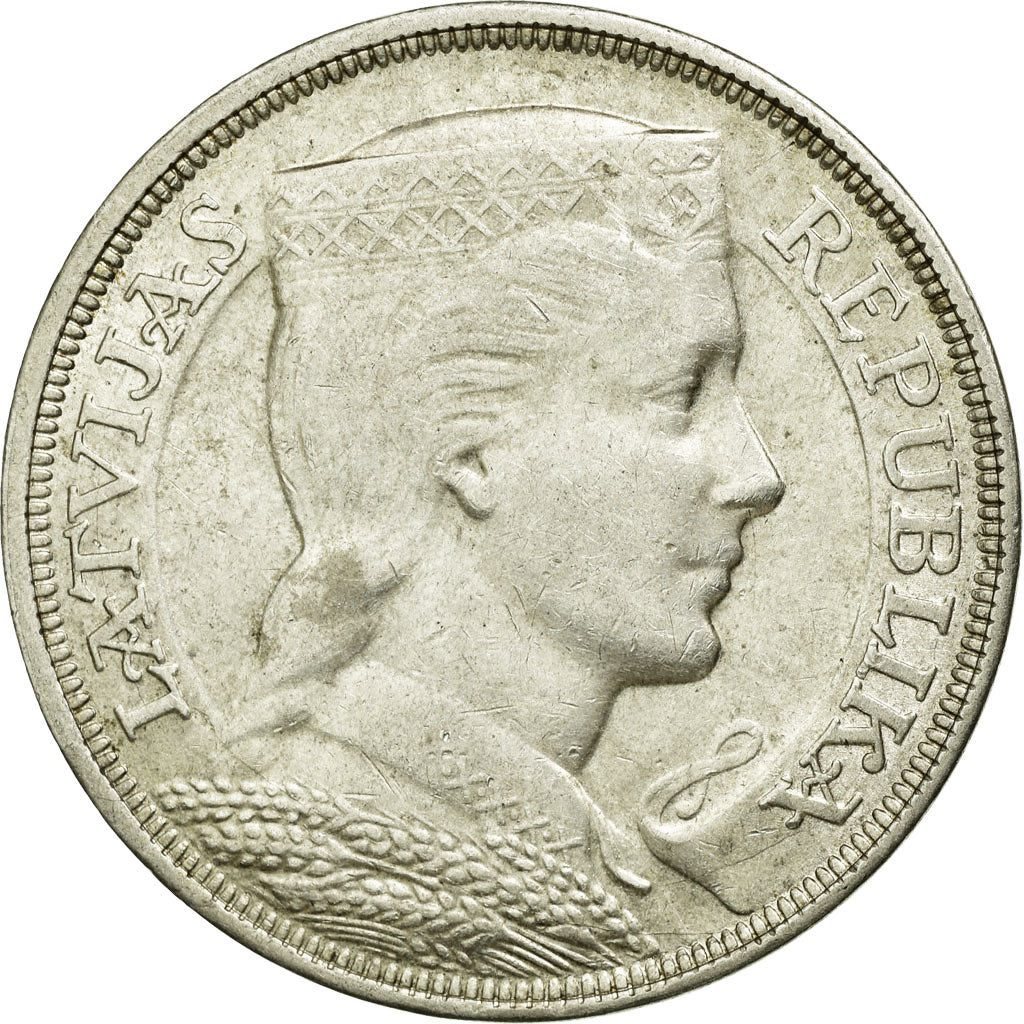 Coin, Latvia, 5 Lati, 1929, EF(40-45), Silver, KM:9