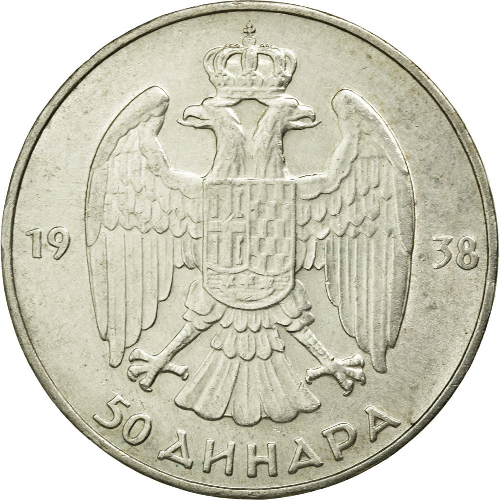 Coin, Yugoslavia, Petar II, 50 Dinara, 1938, EF(40-45), Silver, KM:24
