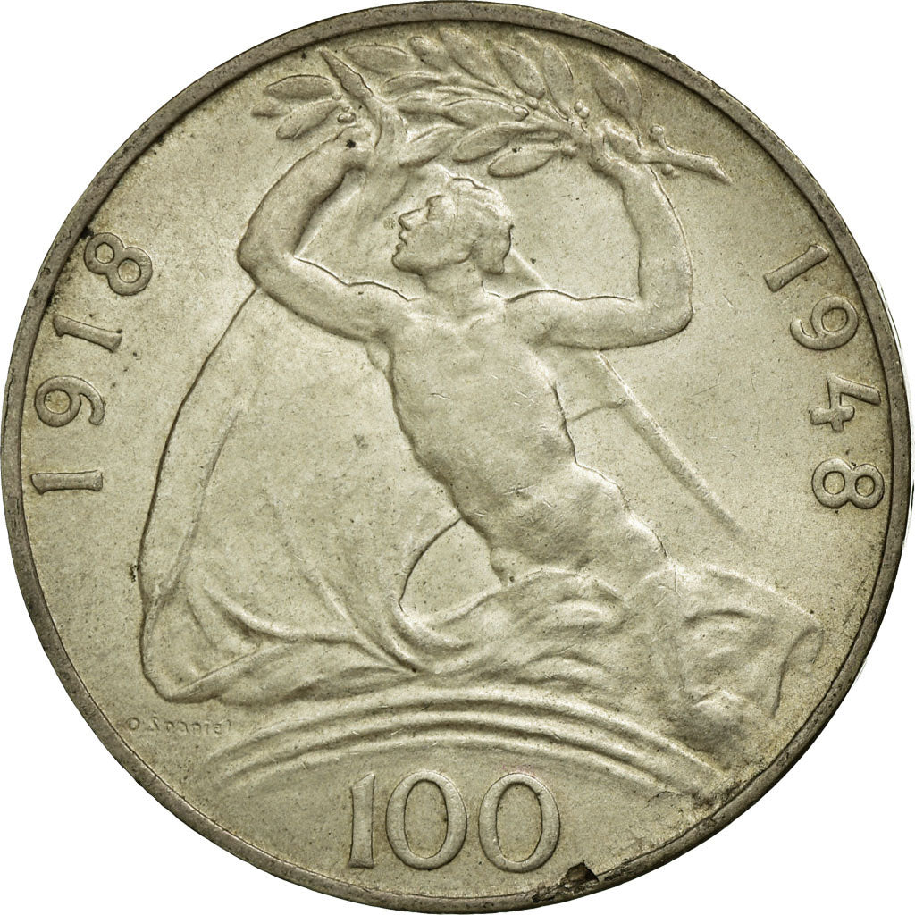 Coin, Czechoslovakia, 100 Korun, 1948, EF(40-45), Silver, KM:27