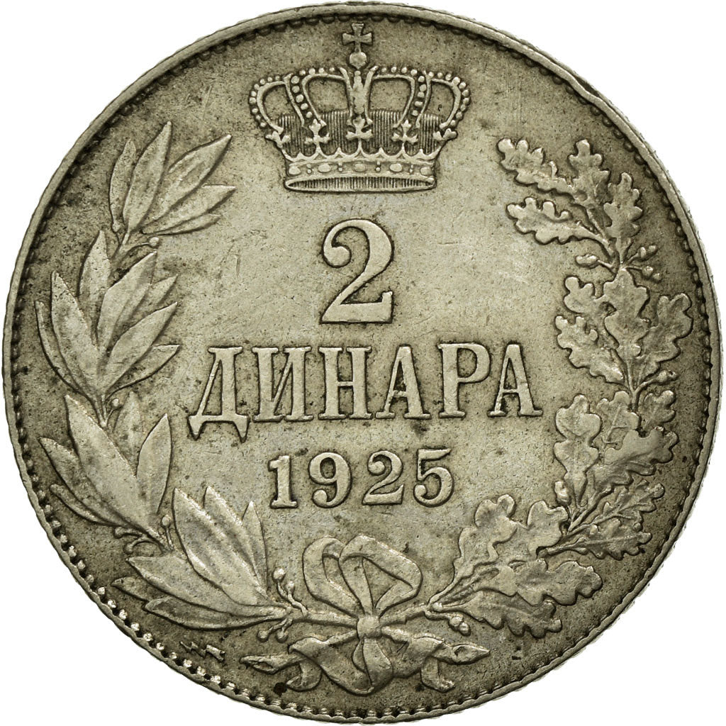 Coin, Yugoslavia, Alexander I, 2 Dinara, 1925, EF(40-45), Nickel-Bronze, KM:6