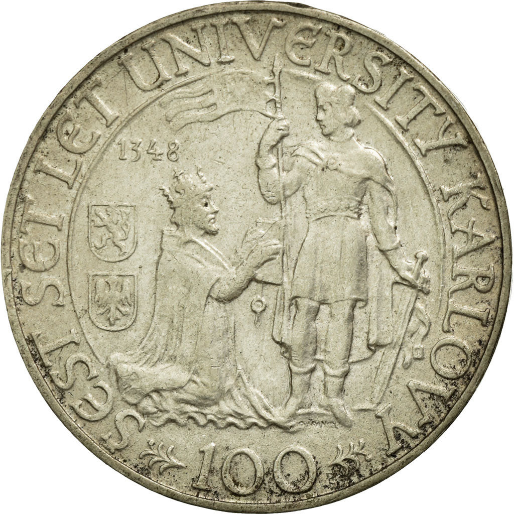 Coin, Czechoslovakia, 100 Korun, 1948, EF(40-45), Silver, KM:26