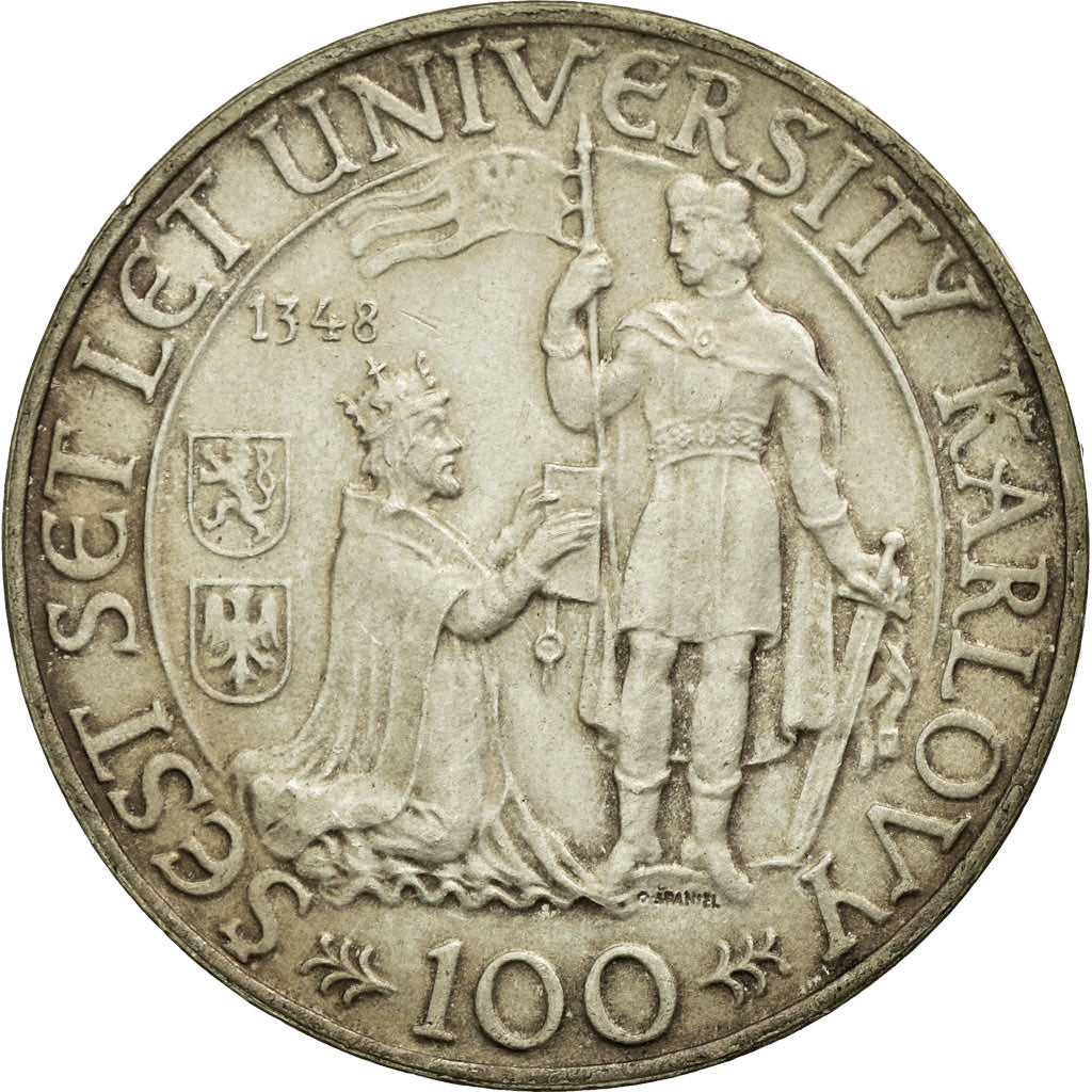 Coin, Czechoslovakia, 100 Korun, 1948, EF(40-45), Silver, KM:26