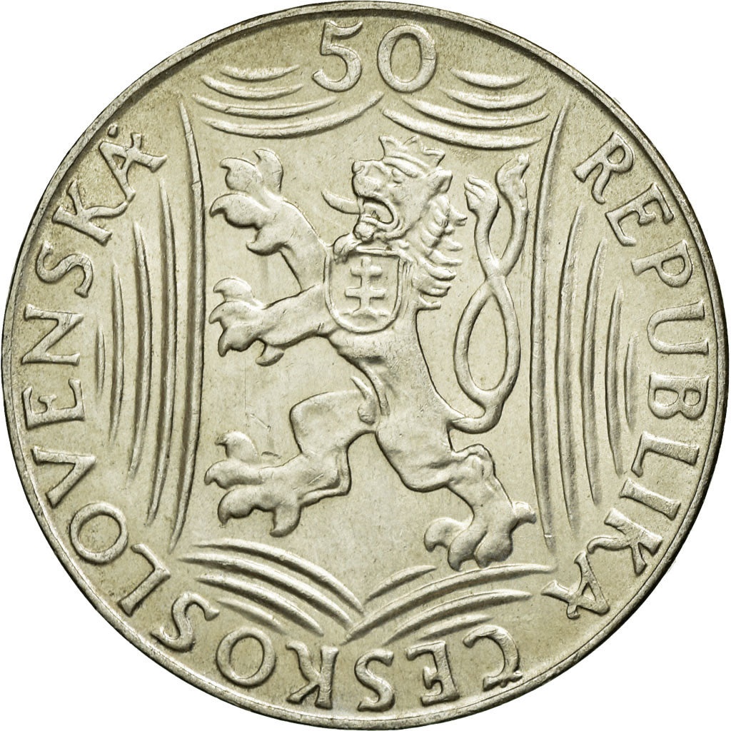 Coin, Czechoslovakia, 50 Korun, 1949, AU(55-58), Silver, KM:28
