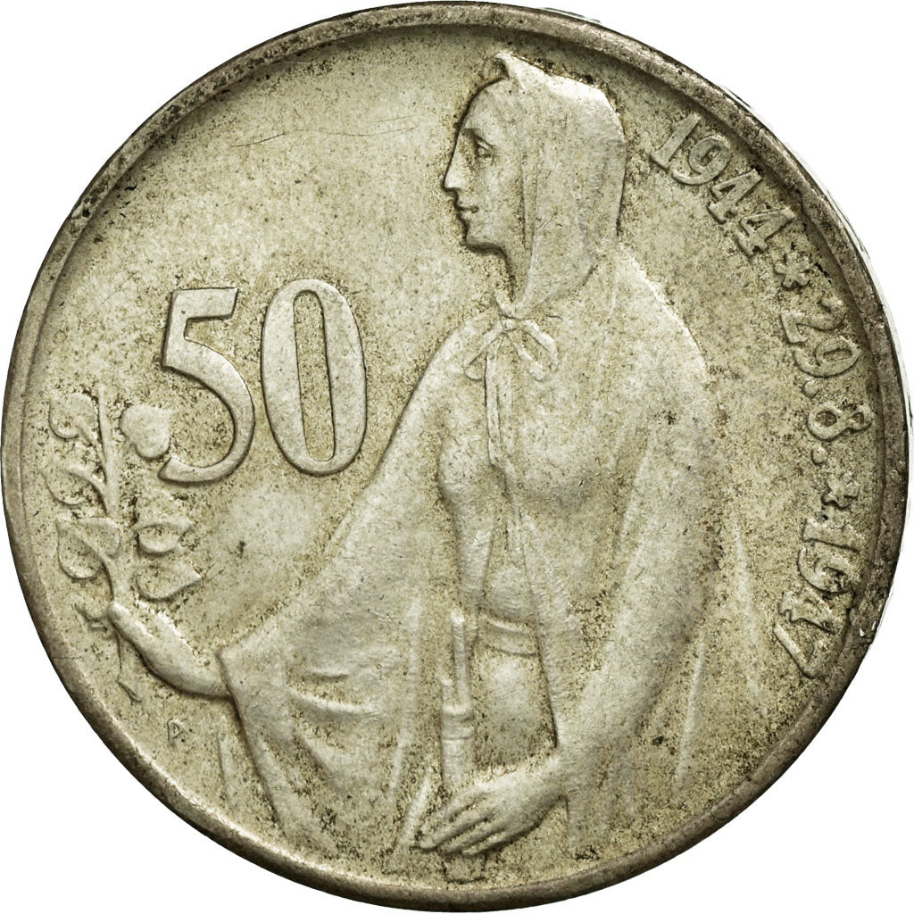 Coin, Czechoslovakia, 50 Korun, 1947, VF(30-35), Silver, KM:24