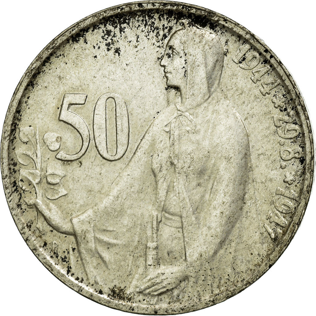 Coin, Czechoslovakia, 50 Korun, 1947, EF(40-45), Silver, KM:24