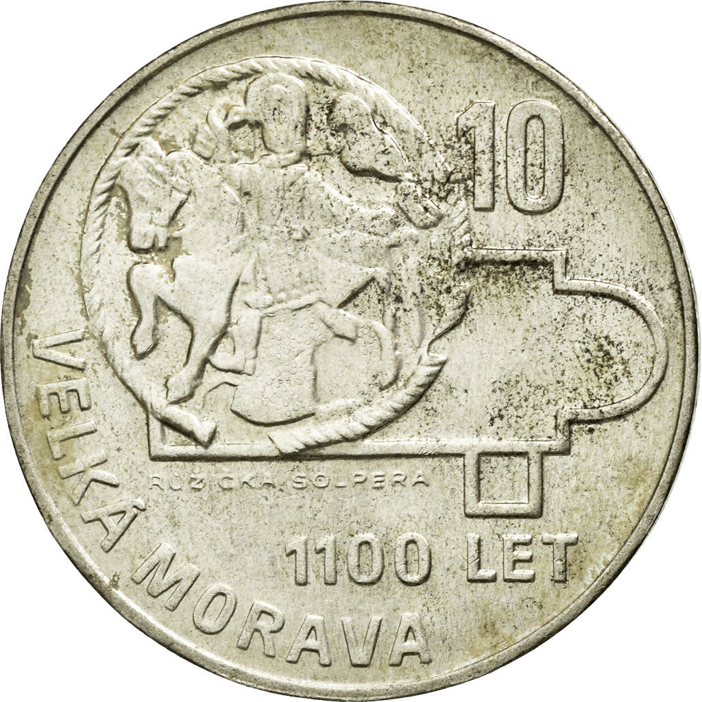 Moeda, Checoslováquia, 10 Korun, 1966, EF(40-45), Prata, KM:61