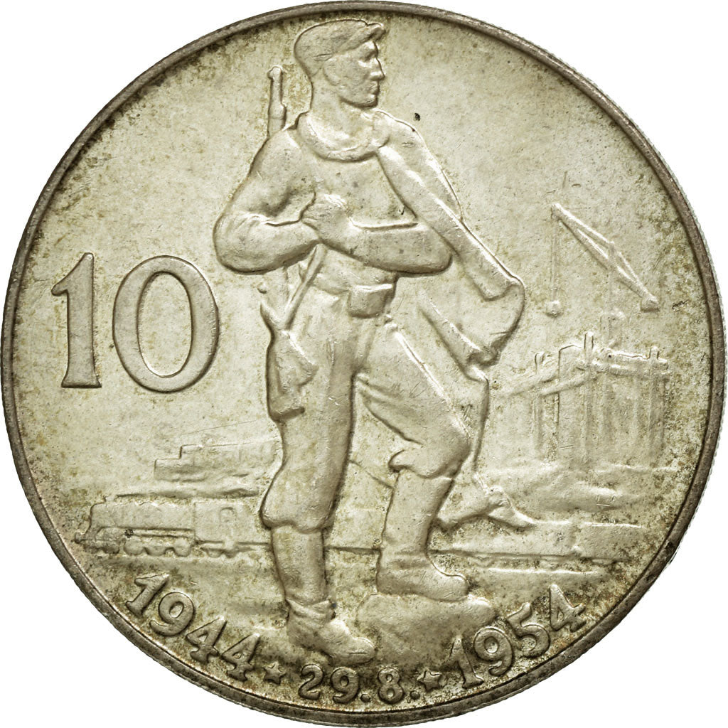 Monnaie, Tchécoslovaquie, 10 Korun, 1954, TTB, Argent, KM:40