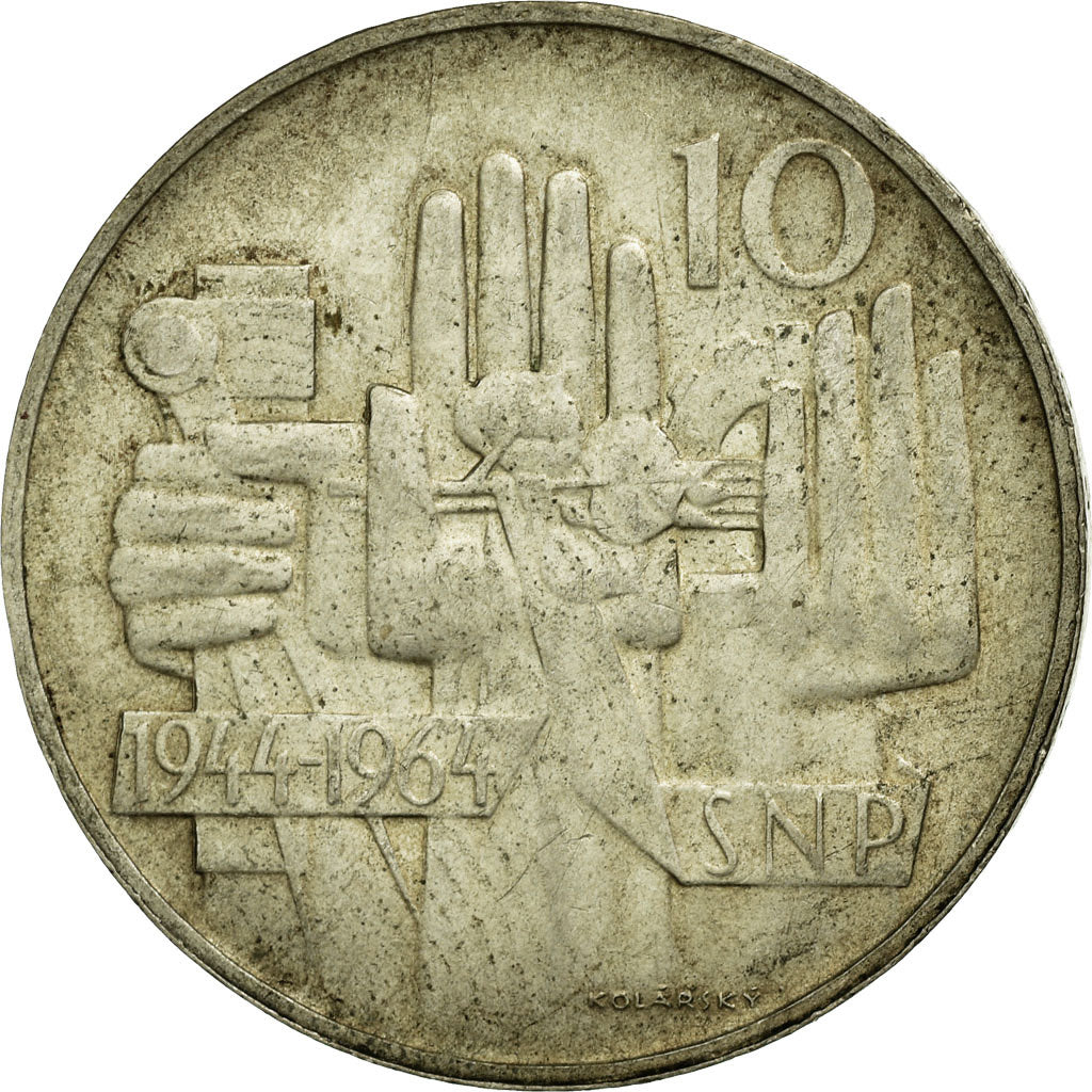 Moneta, Cecoslovacchia, 10 Korun, 1964, MB+, Argento, KM:56
