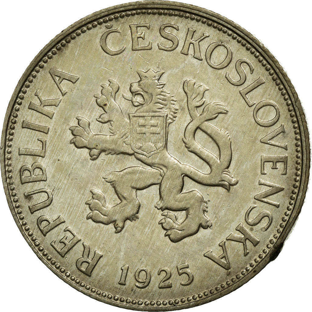 Coin, Czechoslovakia, 5 Korun, 1925, VF(20-25), Copper-nickel, KM:10