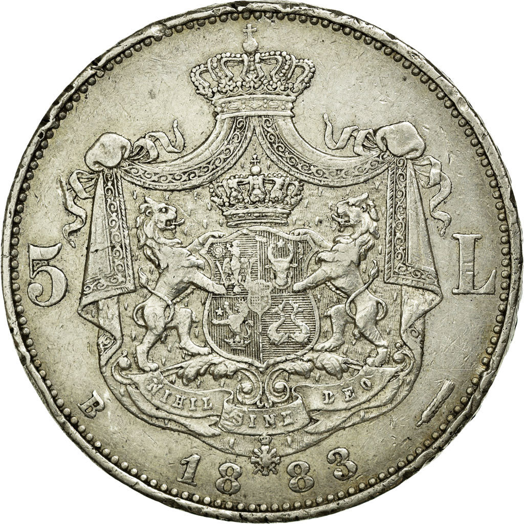 Coin, Romania, Carol I, 5 Lei, 1883, VF(20-25), Silver, KM:17.1