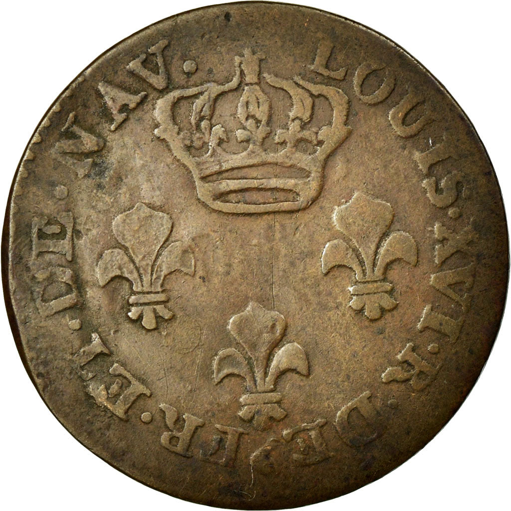 Coin, FRENCH GUIANA, 2 Sous, 1782, Paris, VF(20-25), Billon, KM:1