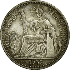 Coin, FRENCH INDO-CHINA, 10 Cents, 1937, Paris, VF(20-25), Silver, KM:16.2