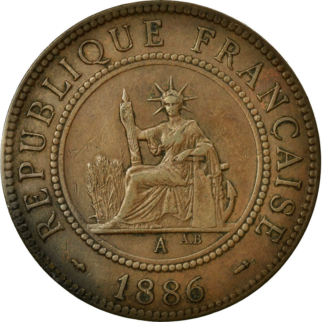 Coin, FRENCH INDO-CHINA, Cent, 1886, Paris, VF(30-35), Bronze, KM:1
