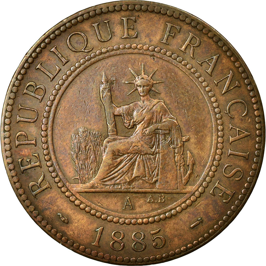Coin, FRENCH INDO-CHINA, Cent, 1885, Paris, EF(40-45), Bronze, KM:1