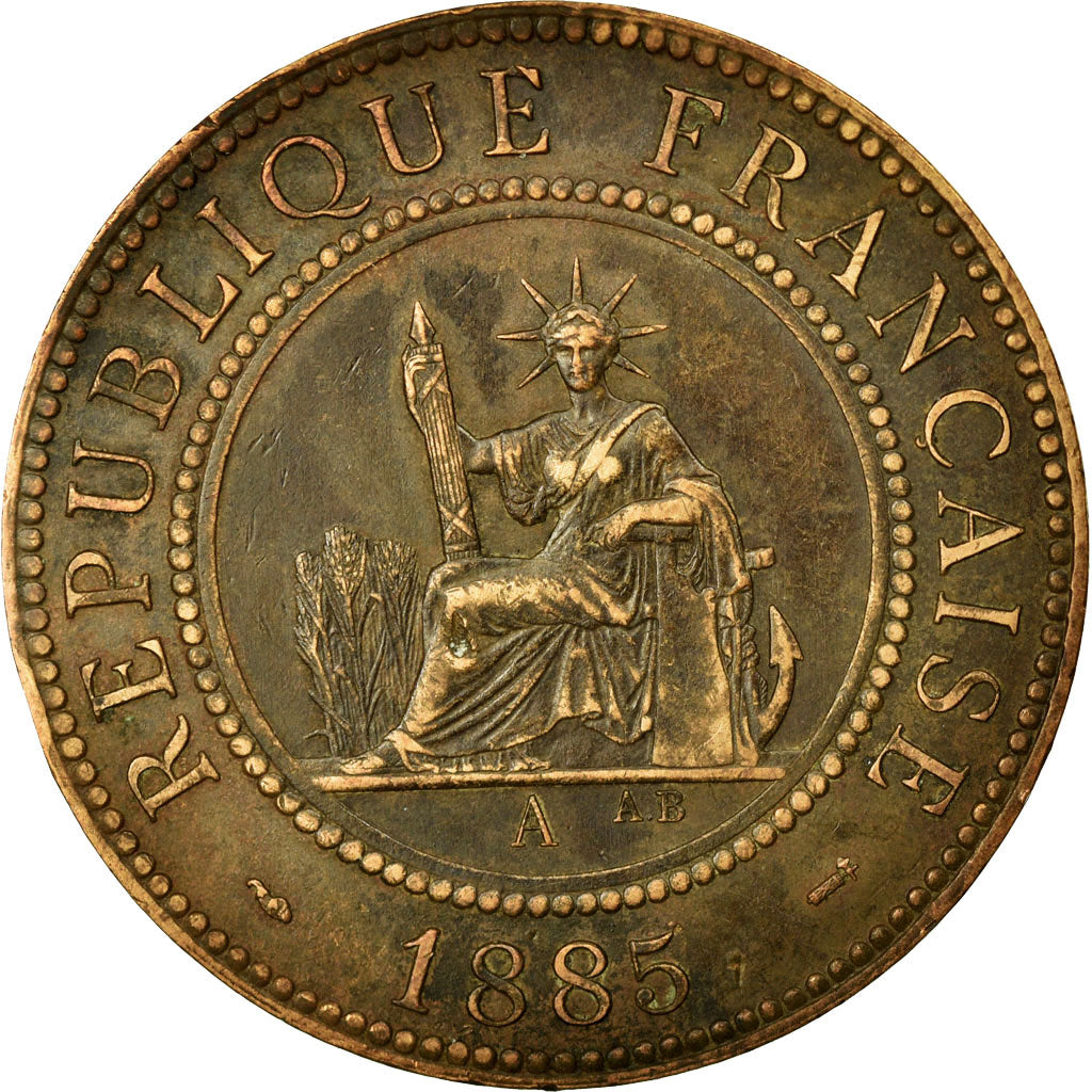 Coin, FRENCH INDO-CHINA, Cent, 1885, Paris, VF(30-35), Bronze, KM:1