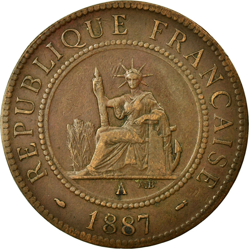 Coin, FRENCH INDO-CHINA, Cent, 1887, Paris, EF(40-45), Bronze, KM:1