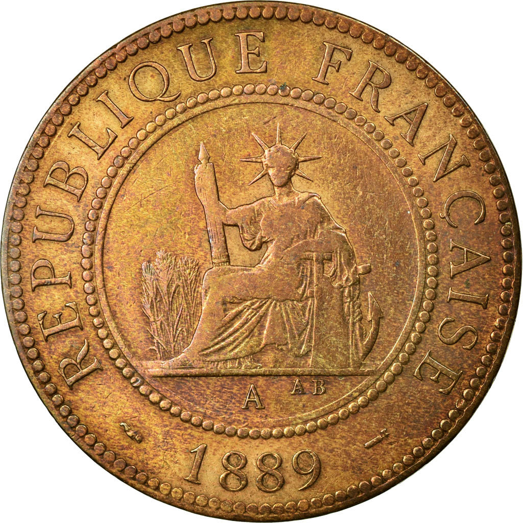 Coin, FRENCH INDO-CHINA, Cent, 1889, Paris, VF(20-25), Bronze, KM:1