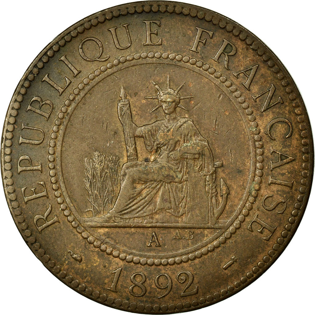 Coin, FRENCH INDO-CHINA, Cent, 1892, Paris, EF(40-45), Bronze, KM:1