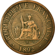 Coin, FRENCH INDO-CHINA, Cent, 1892, Paris, VF(30-35), Bronze, KM:1
