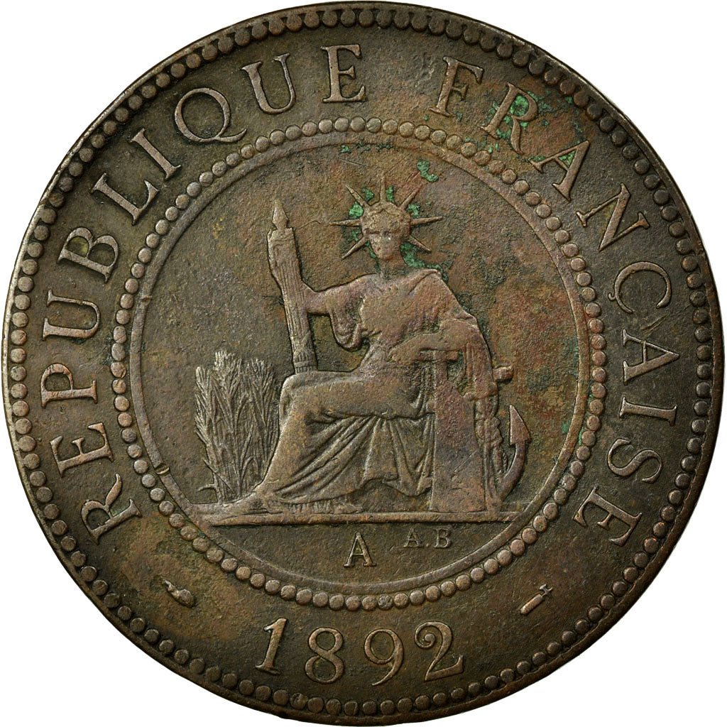 Coin, FRENCH INDO-CHINA, Cent, 1892, Paris, VF(20-25), Bronze, KM:1