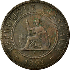 Coin, FRENCH INDO-CHINA, Cent, 1892, Paris, VF(20-25), Bronze, KM:1